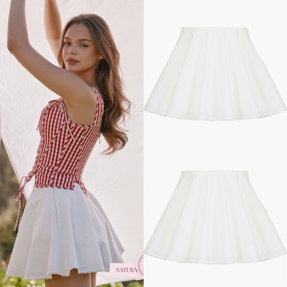 House of CB CELIA White Cotton Built-In Bloomer Shorts Mini Skirt